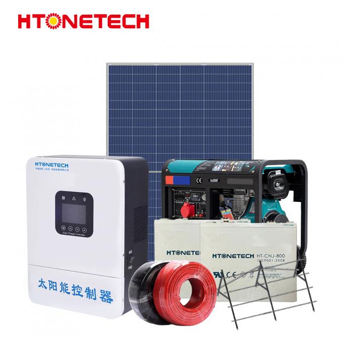 Htonetech Hybrid off Grid Solar Power Generator Energy System China 30kwh 40kwh Solar Mono Solar Panels Generation 160kw Diesel Generator Solar Energy System